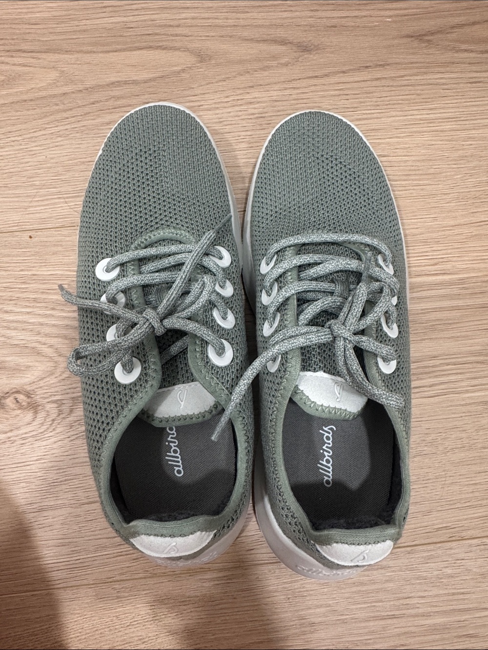allbirds Sage Green Gray Knit Lace-Up Sneakers